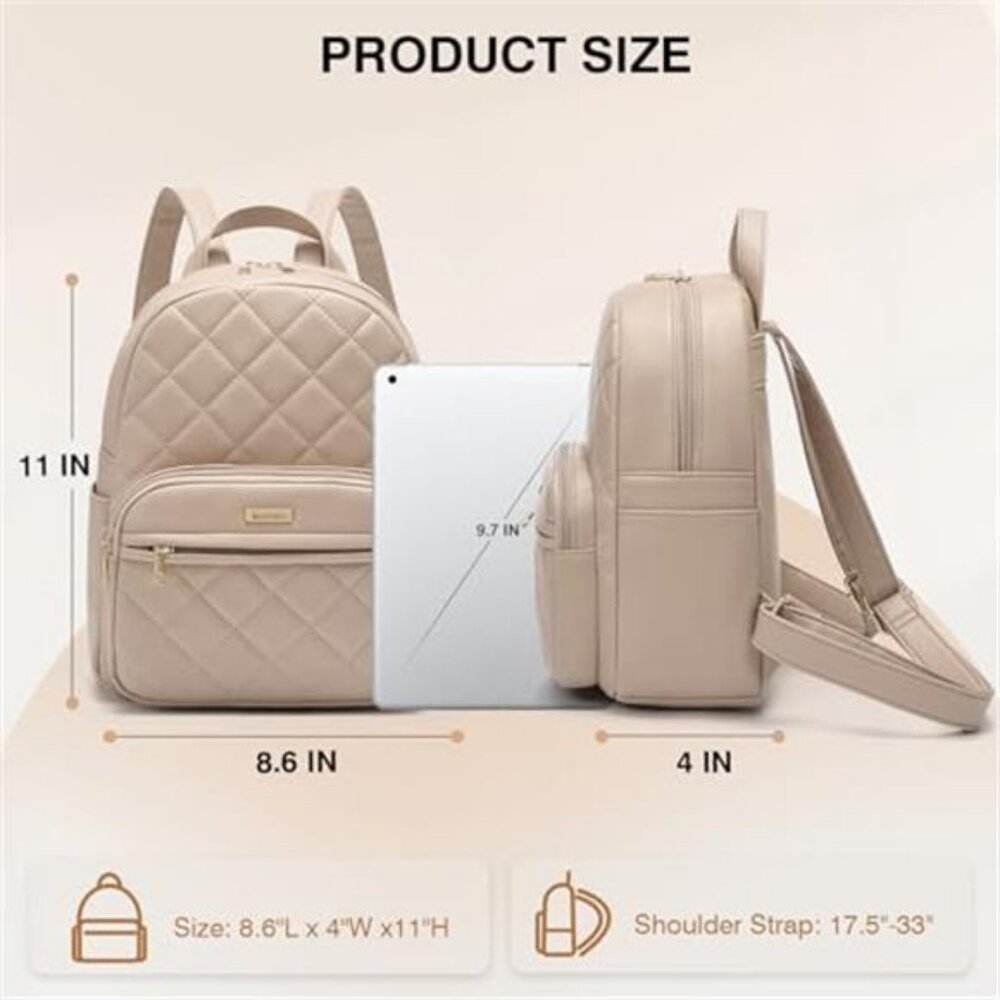 Mini Backpack for Women Vegan Leather Small Fashion Purse for Travel - Picture 3 of 6
